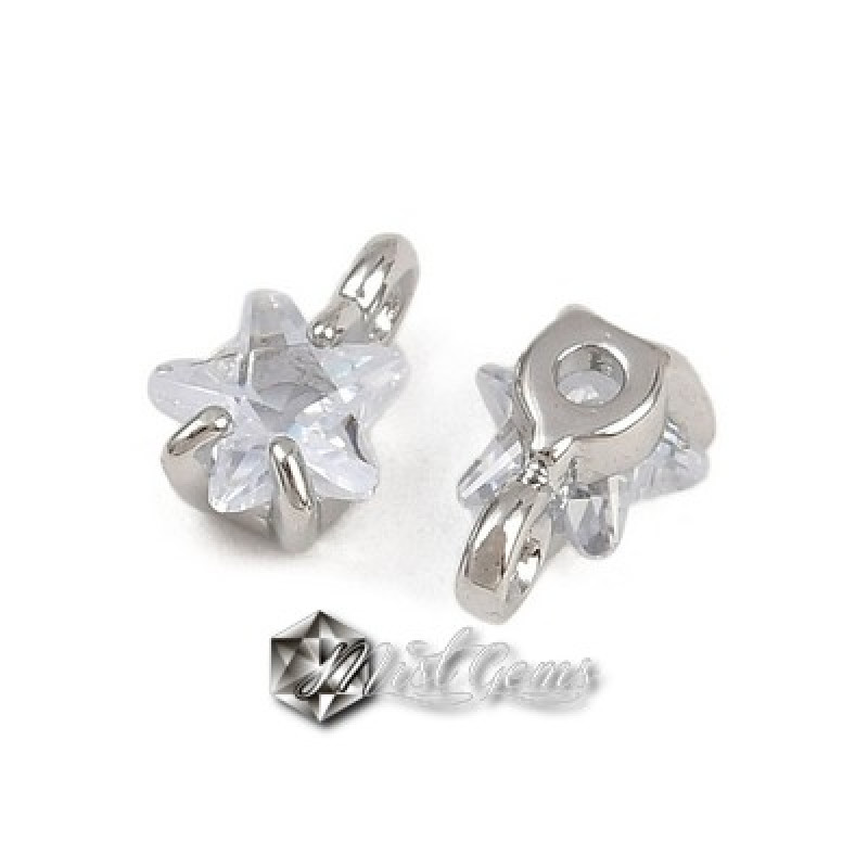 Charm Stea din Alama Placat cu Platina si Cubic Zirconia-4.5mm
