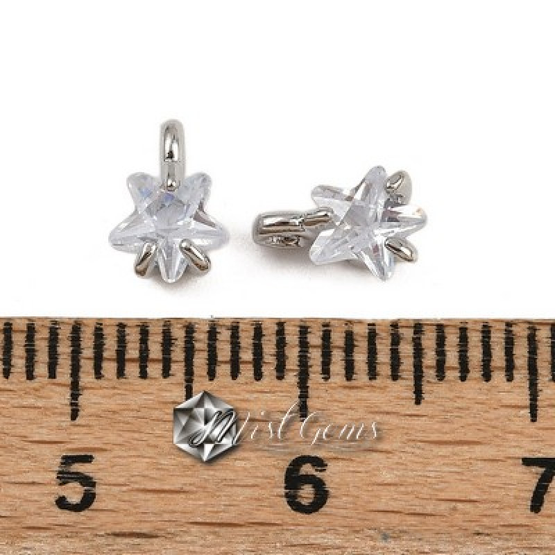 Charm Stea din Alama Placat cu Platina si Cubic Zirconia-4.5mm