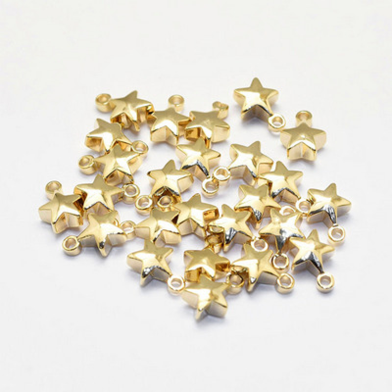 Pandantiv Stea din Alama Placata cu Aur 7.5x5.5x3mm