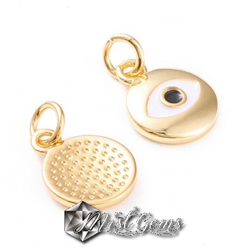 Pandantiv din Alama Placata cu Aur 18k  cu "Ochi Protector "din Email 10.0mm