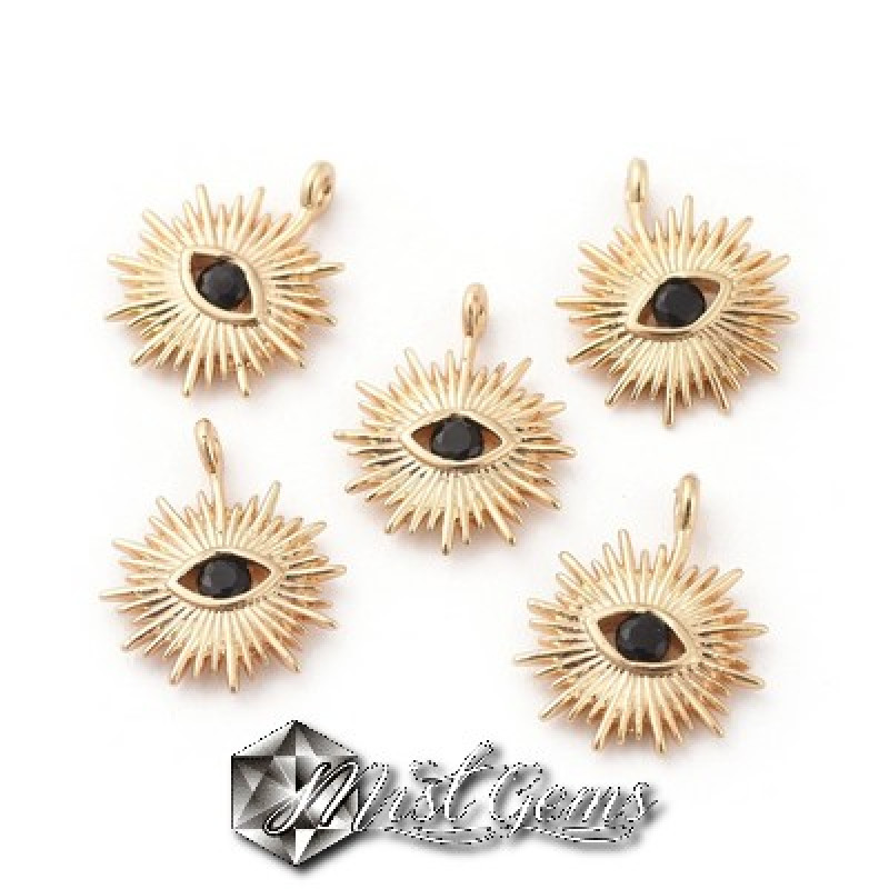 Pandantiv "Ochi Protector" din Alama Placat cu Aur 18k si Cubic Zirconia Negru