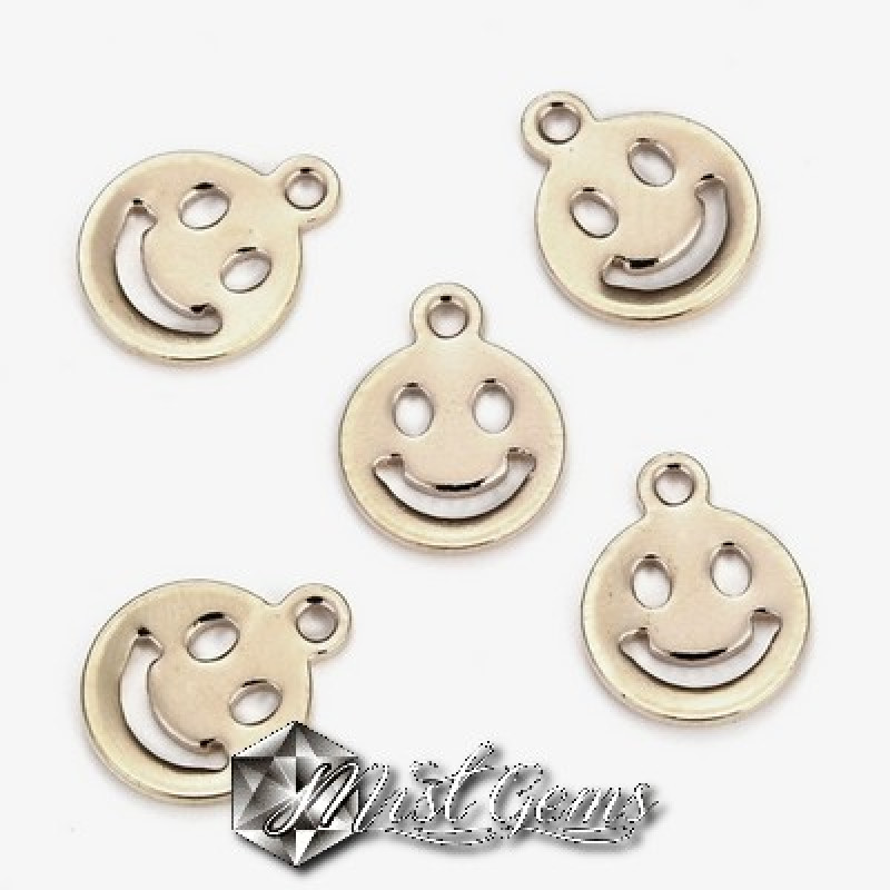 Charm "Smiley" din Alama Argintiu