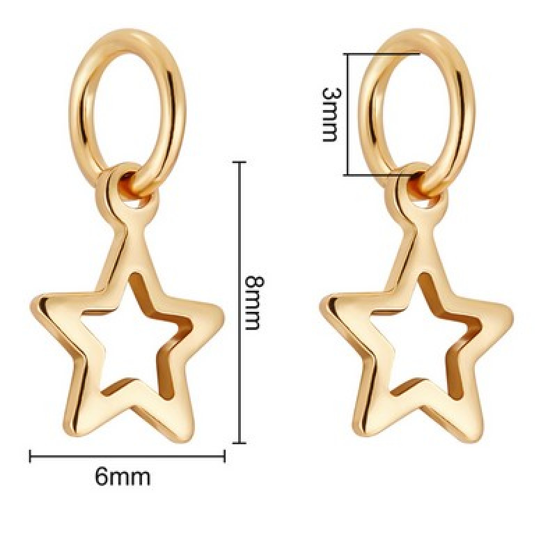 Charm Contur Stea din Alama Placat cu Aur 18k 