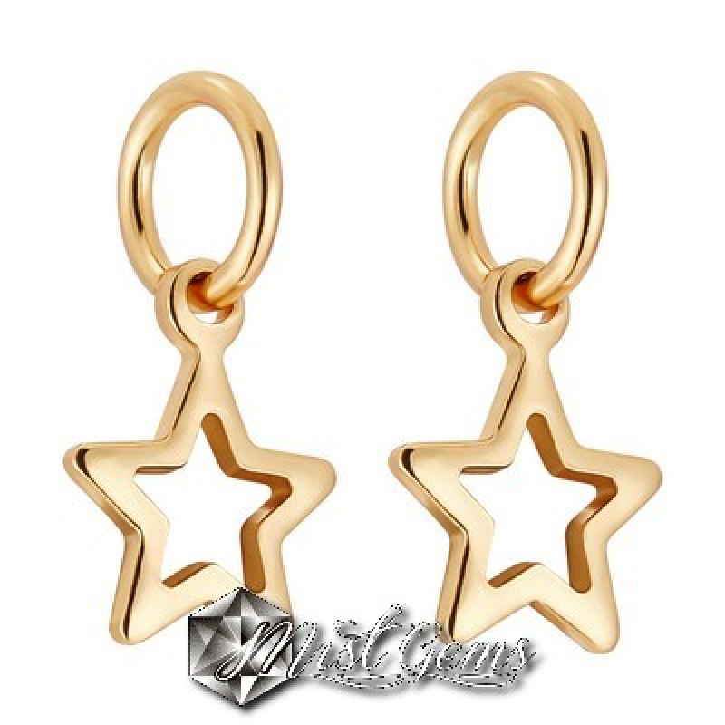 Charm Contur Stea din Alama Placat cu Aur 18k 
