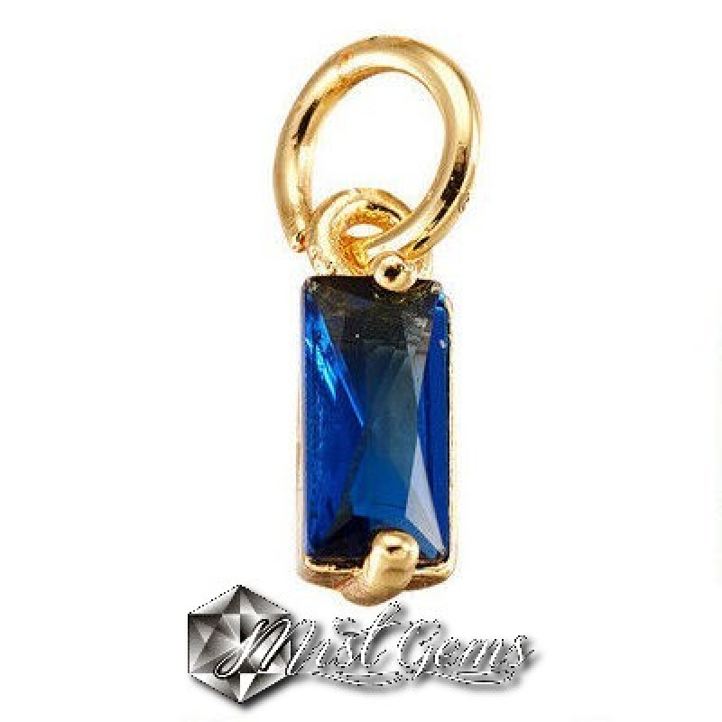 Charm Caseta din Alama Placat cu Aur si Cubic Zirconia Albastru
