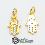 Pandant din alama "Hamsa" auriu 14X8mm
