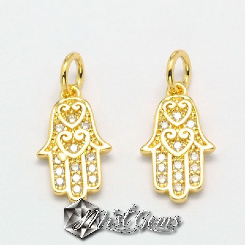 Pandant din alama "Hamsa" auriu 14X8mm 