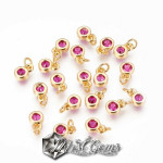 Charm Caseta Rotunda din Alama,cu Solitaire din Cubic Zirconia Rubiniu