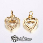 Pandant -"Inima" din Alama Placata cu Aur 18k  si Cubic Zirconia-12.5mm