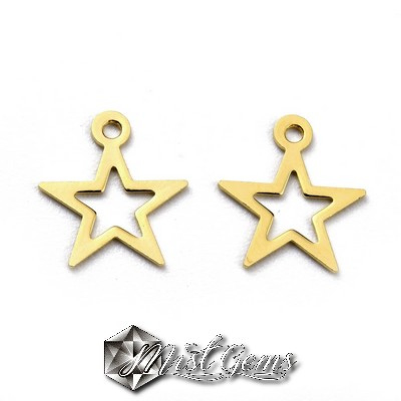 Charm Contur Stea din Alama Placat cu Aur 14k 