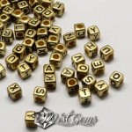 -La alegere-Margele acrilice,inscriptionate cu litere,cub 6mm MAC 049-10 buc