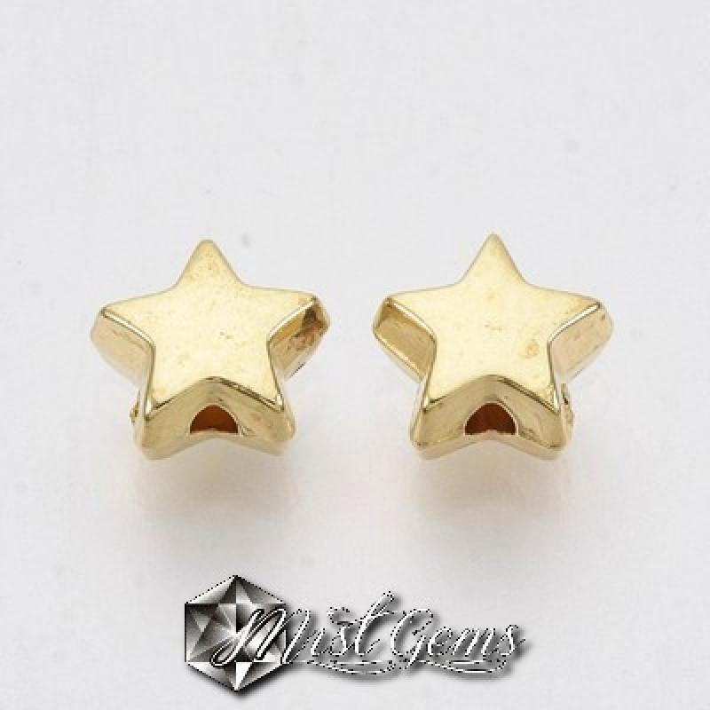 Margele Acrilice Stea 3D Aurii -6.5mm-10 buc