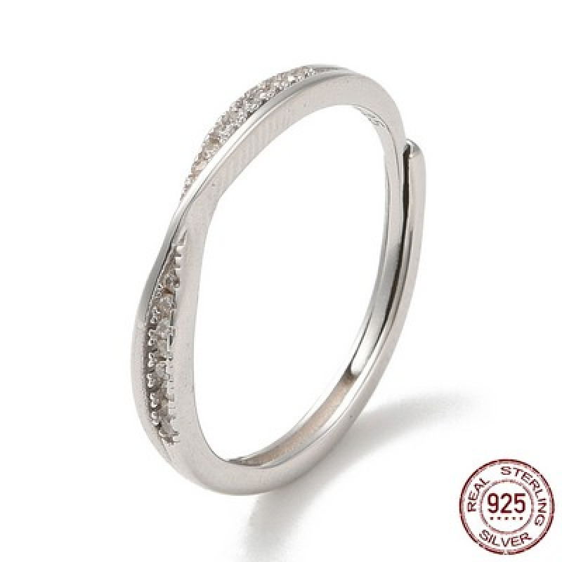 Inel din Argint 925 placat cu Rodiu si Cubic Zirconia Ajustabil