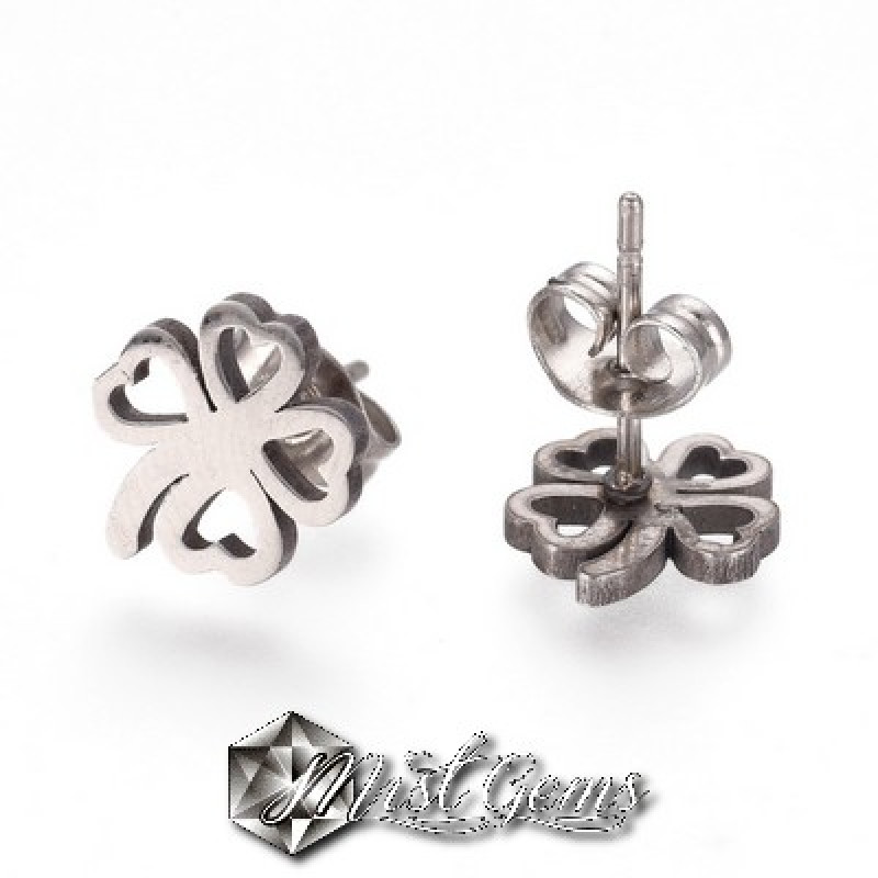 Cercei Trifoi din Inox 9X8,5mm,Argintii