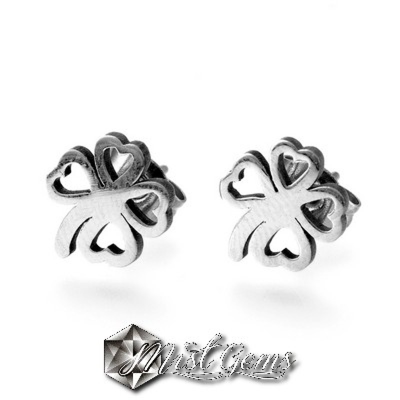 Cercei Trifoi din Inox 9X8,5mm,Argintii