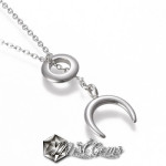 Set Colier Inox cu Pandant si Cercei "Corn de Luna" Argintiu