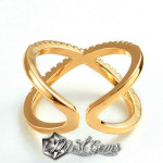 Inel Inox reglabil cu Cubic Zirconia,placat cu aur 18k.