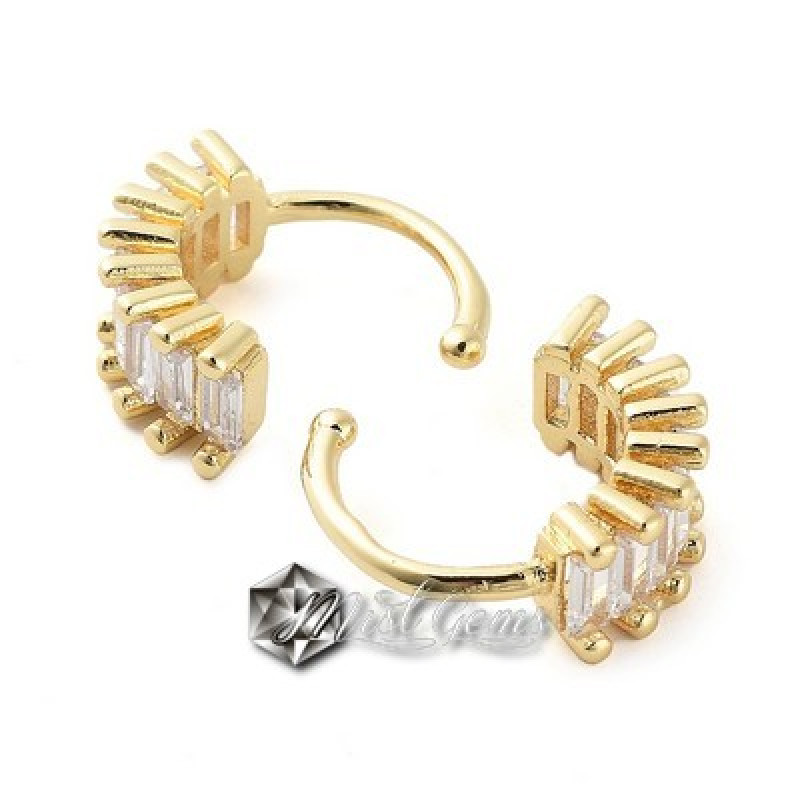 Cercei Ear-Cuff din Inox Auriu cu Cubic Zirconia-1buc