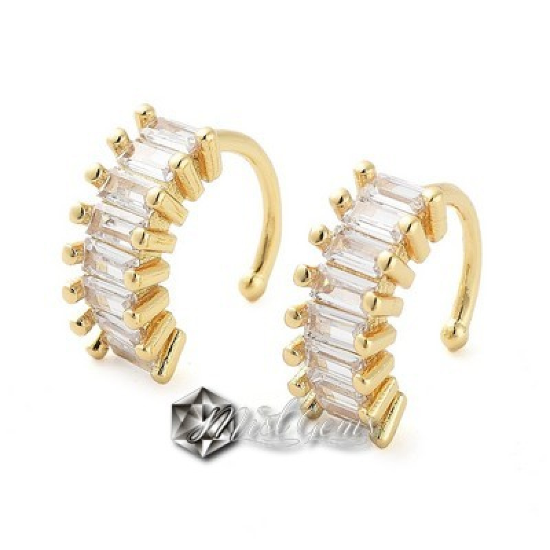 Cercei Ear-Cuff din Inox Auriu cu Cubic Zirconia-1buc