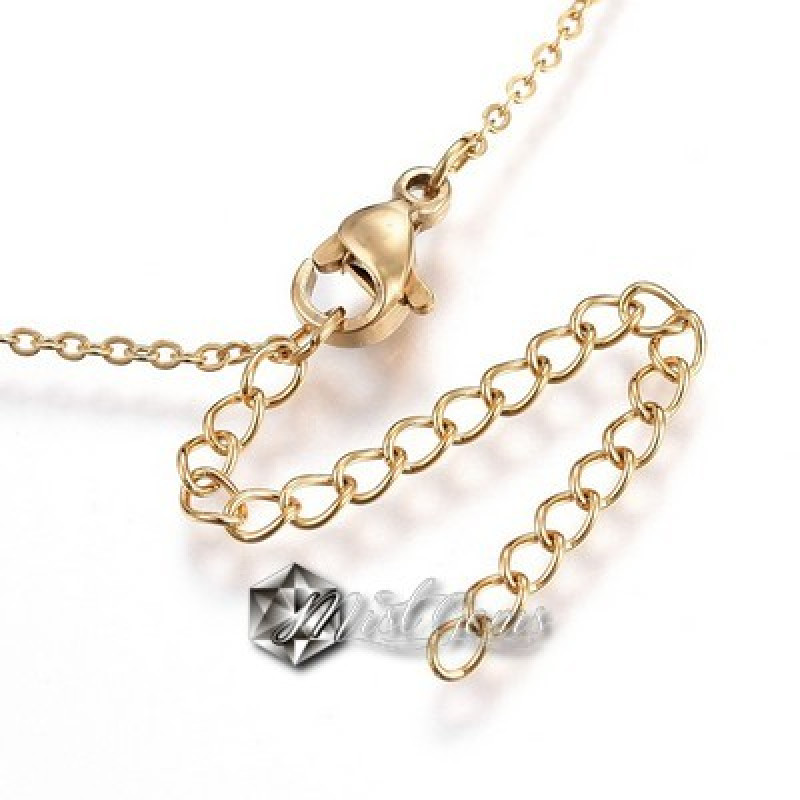 Colier Inox cu Pandant cu Cubic Zirconia Auriu