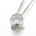 Colier Inox cu Pandant cu Cubic Zirconia Argintiu