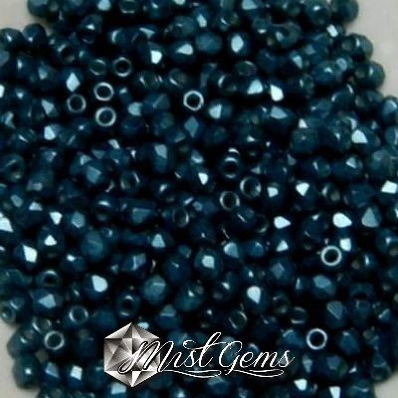 Margele Fire Polished 2mm Petrol Pastel-50 buc