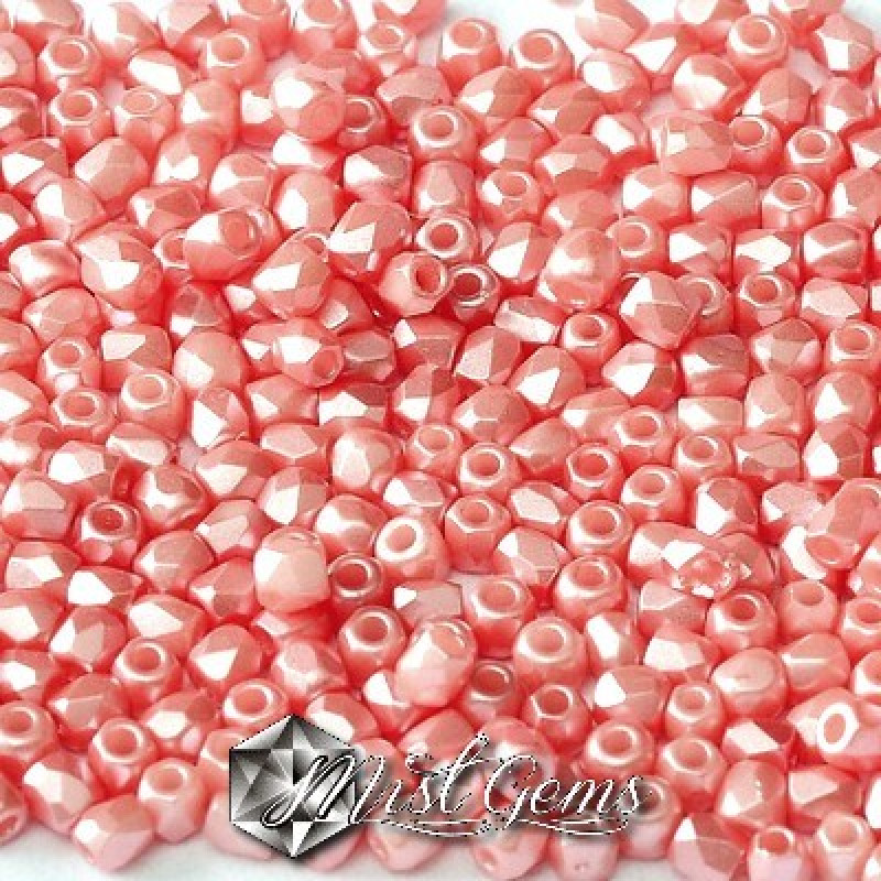 Margele Fire Polished 2mm Alabaster Pastel Light Coral-50 buc