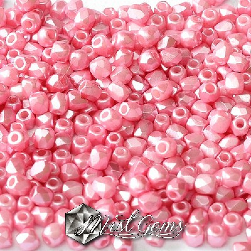 Margele Fire Polished 2mm Alabaster Pastel Pink-50 buc