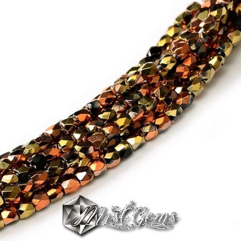 Margele Fire Polished 2mm Jet California Gold Rush-50 buc