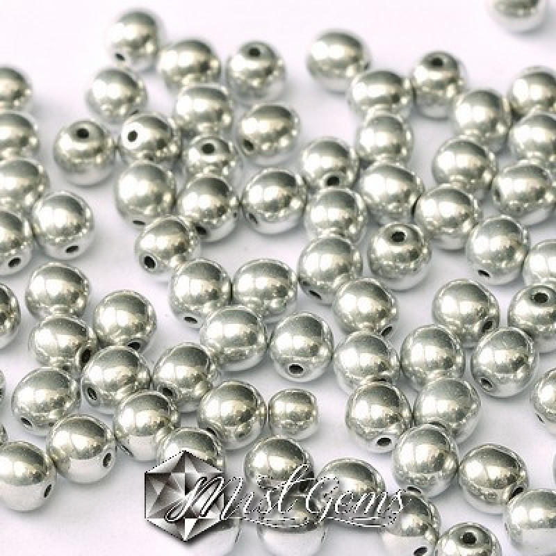 Sfere Sticla-Aluminium Silver-4mm-50 buc.