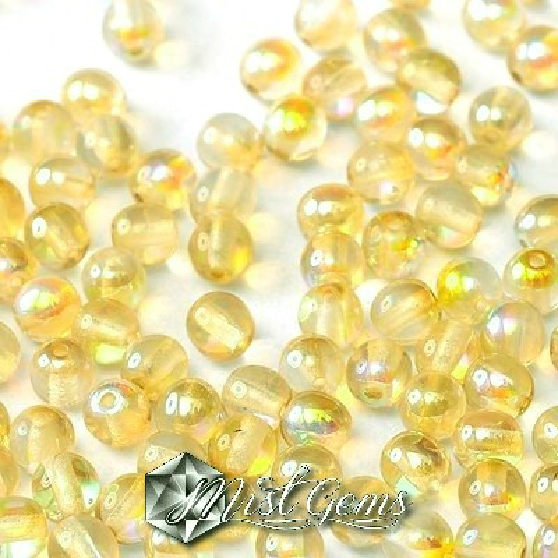 Sfere Sticla-Crystal Lemon Rainbow-4mm-50 buc.
