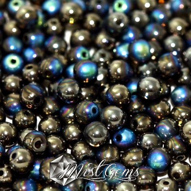 Sfere Sticla Crystal Glittery Graphite-4mm-50buc.