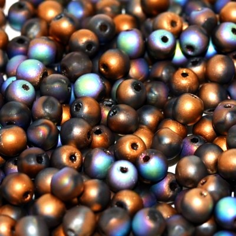 Sfere Sticla Crystal Glittery Bronze Matted-4mm-50buc.