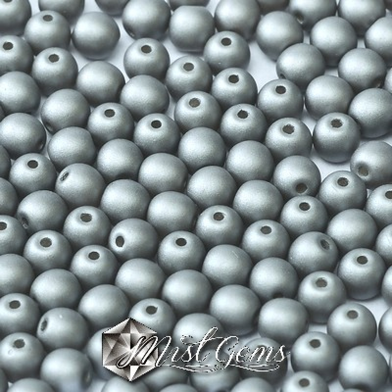 Sfere Sticla-Aluminium Matte Silver-4mm-50 buc.