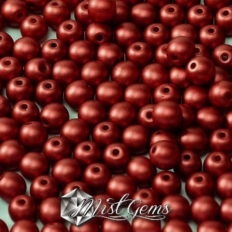 Sfere Sticla Alabaster Metallic Red-4mm-50 buc.