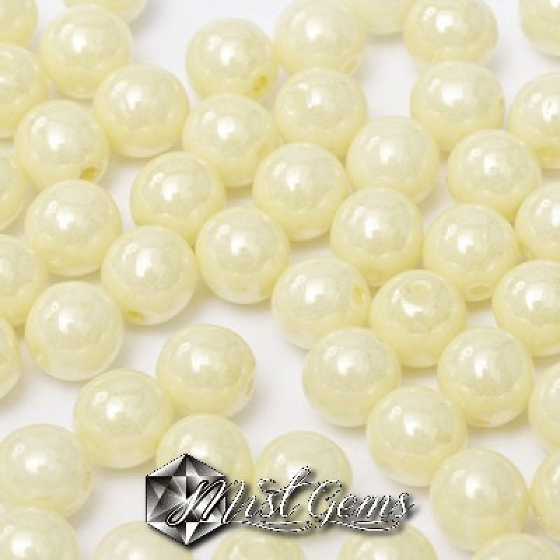 Sfere Sticla Chalk White Cream Luster-4mm-50 buc.