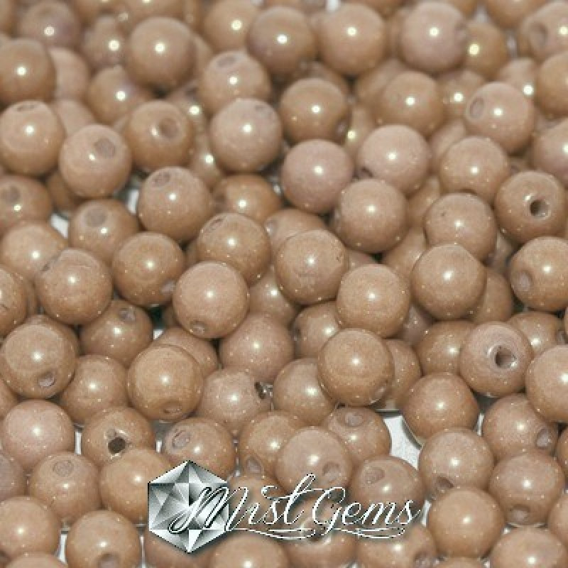 Sfere Sticla Chalk White Latte Luster-4mm-50 buc.