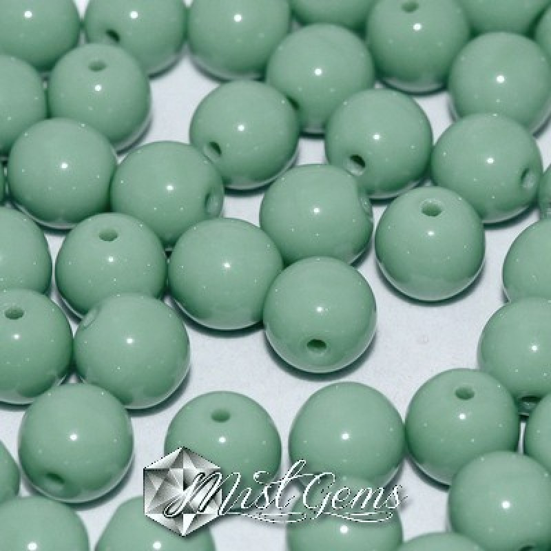 Sfere Sticla Chalk White Teal Luster-4mm-50 buc.