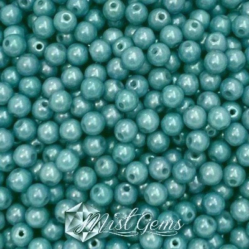 Sfere Sticla Chalk White Baby Blue Luster-4mm-50 buc.