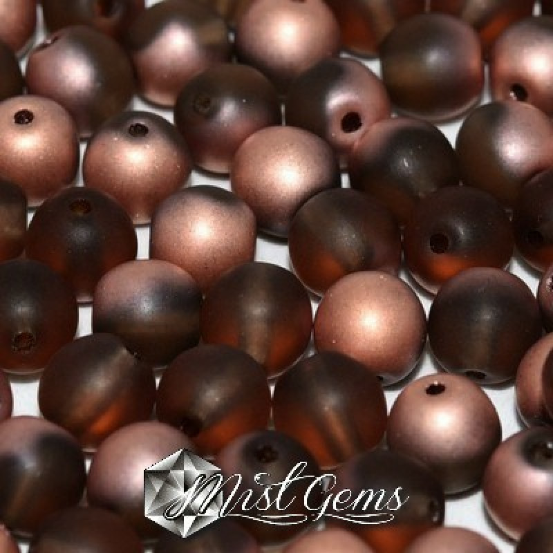 Sfere Sticla-Smoke Topaz Capri Gold Matted-4mm-50 buc