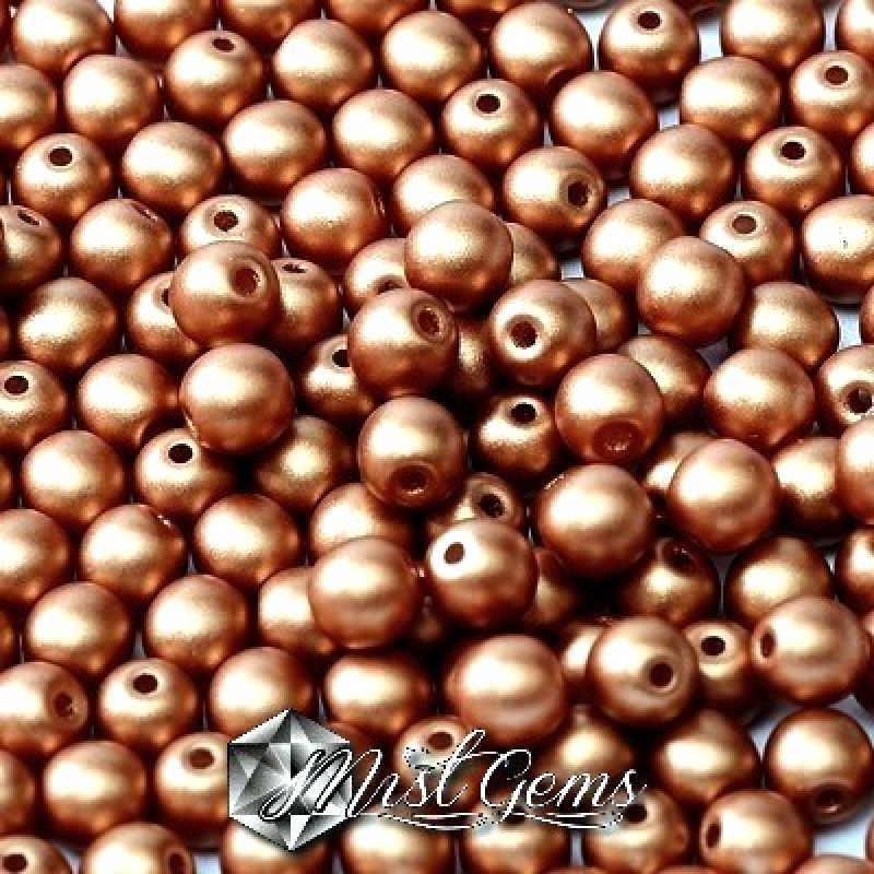 Sfere Sticla-Alabaster Matted Metallic Pink-4mm-50 buc.