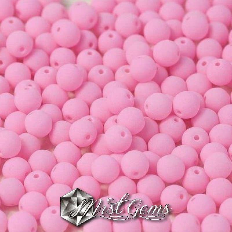 Sfere Sticla- Alabaster Soft Pink-3mm-50 buc.