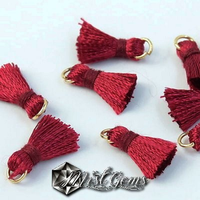 Ciucure din bumbac bordeaux cu za de prindere-1cm-2 buc.