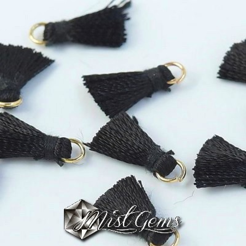 Ciucure din bumbac negru cu za de prindere-1cm-2 buc.