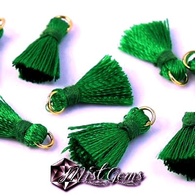 Ciucure din bumbac verde cu za de prindere-1cm-2 buc.