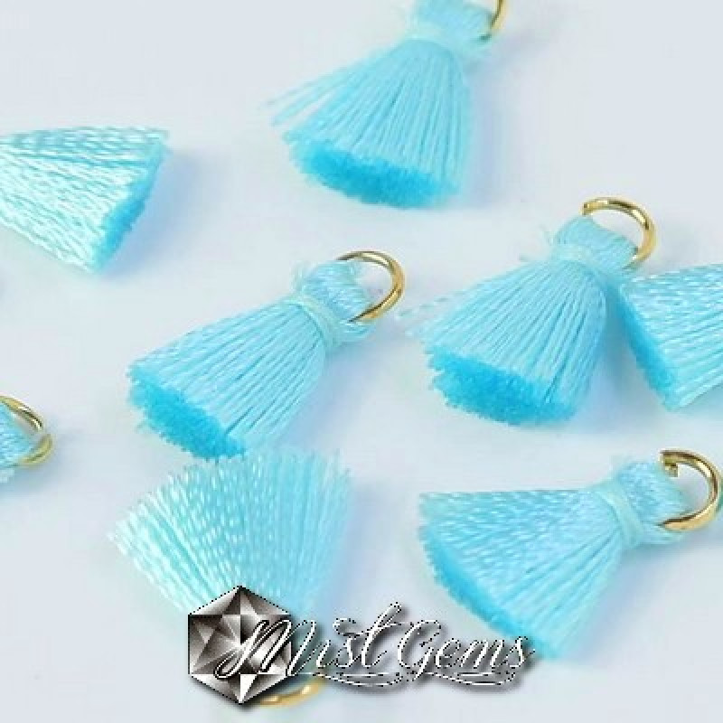 Ciucure din bumbac turquoise cu za de prindere-1cm-2 buc.
