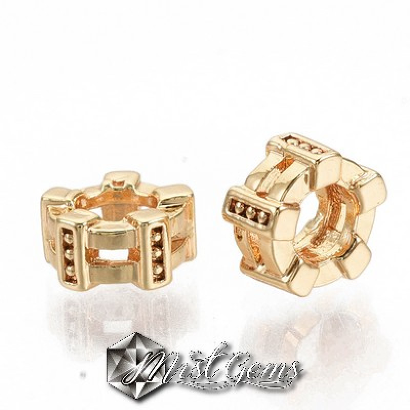 Rondele cu Striatii Placate cu Aur 6X3mm  -4 buc