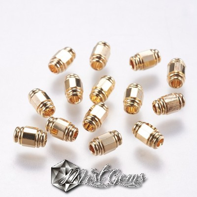 Margele Cilindrice Placate cu Aur 6X4mm -10 buc