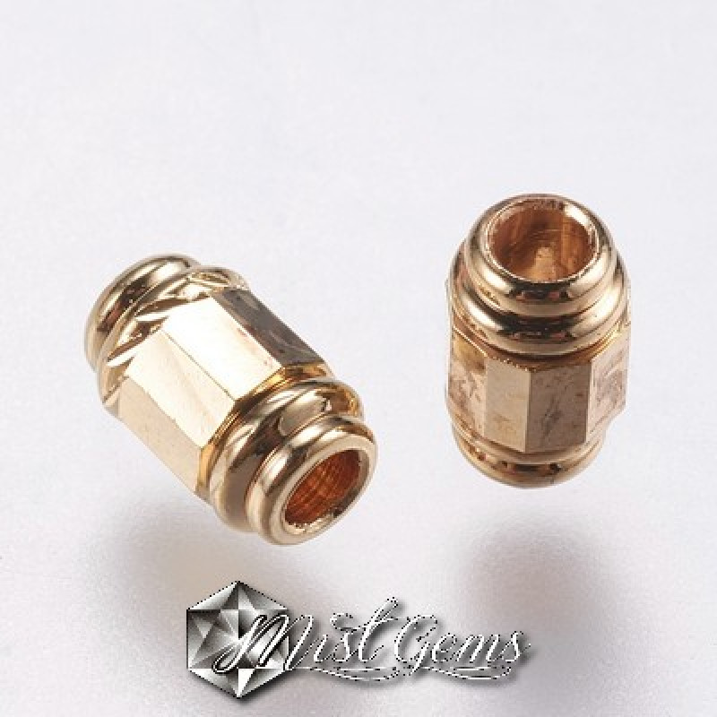 Margele Cilindrice Placate cu Aur 6X4mm -10 buc