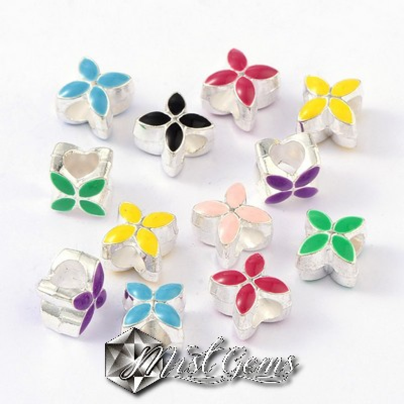 Margele Metalice cu Gaura Larga cu Email 10X10X8mm
